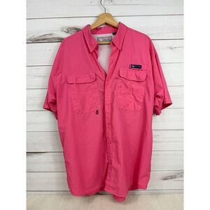 Spicy Tuna‎ Fishing Shirt Mens XL Pink Button Up Short Sleeve Vented Outdoor